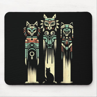 Mousepad Espíritos Totem de Gato - Vintage Halloween Gato A