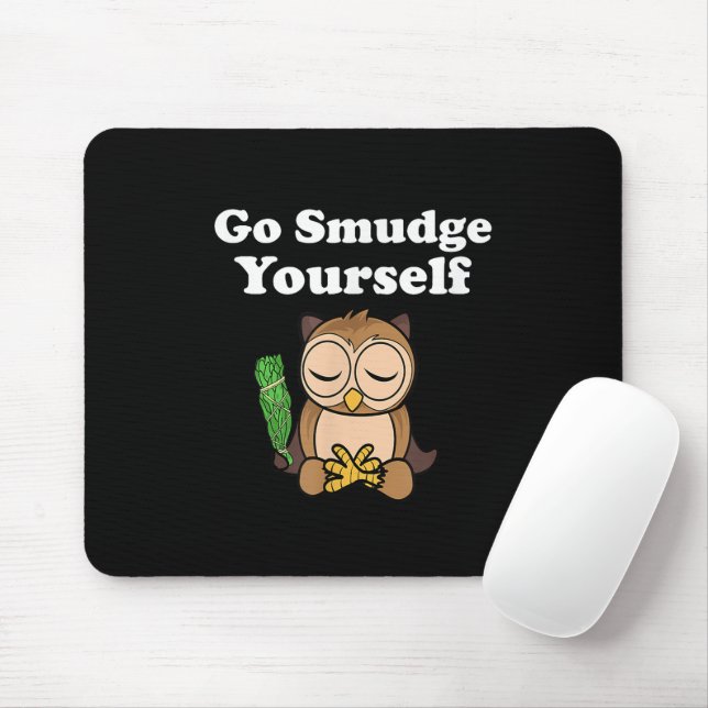 Mousepad Espiritual Divertido Vá Defumar a Si Mesmo Coruja  (Com mouse)