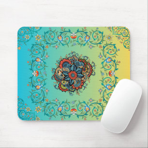 Mousepad Esplendor Infinito - Design Floral Verde Mehndi