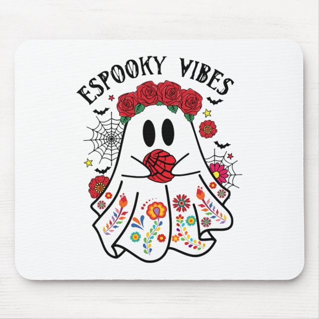Mousepad Espooky Vibes Halloween Fantasma Mexicano Concha S (Frente)