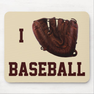 Mousepad Esportes Antigos, Eu Amo Beisebol, Eu Uso Luva de