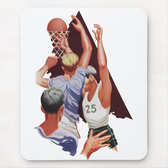 Mousepad Esportes Antigos, Jogadores de Basquete em um Jogo (Frente)