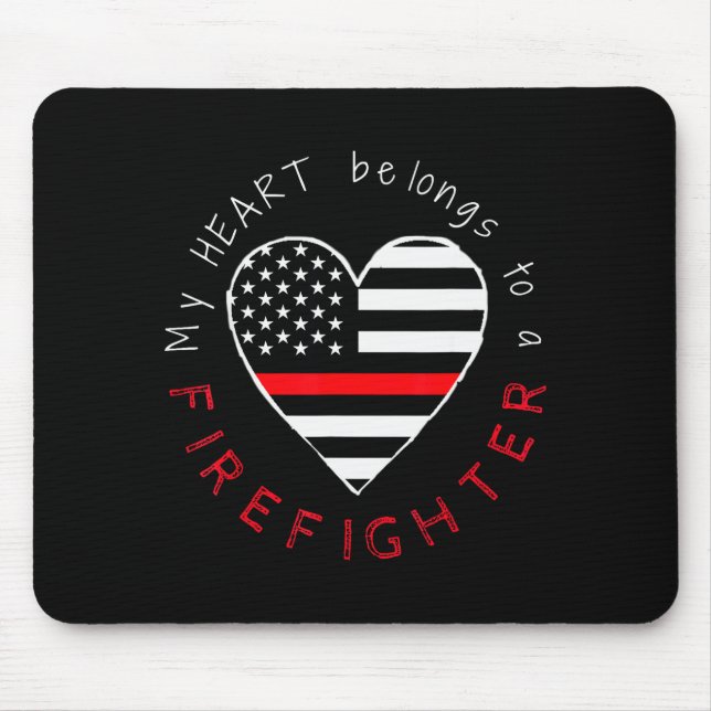Mousepad Esposa de Bombeiro Namorada - Coração da Linha Ver (Frente)