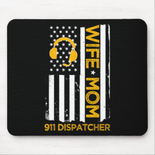 Mousepad Esposa Mãe 911 Despachante Bandeira dos EUA Dia da