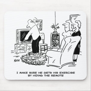 Mousepad Esposa Oculta o controle remoto da TV