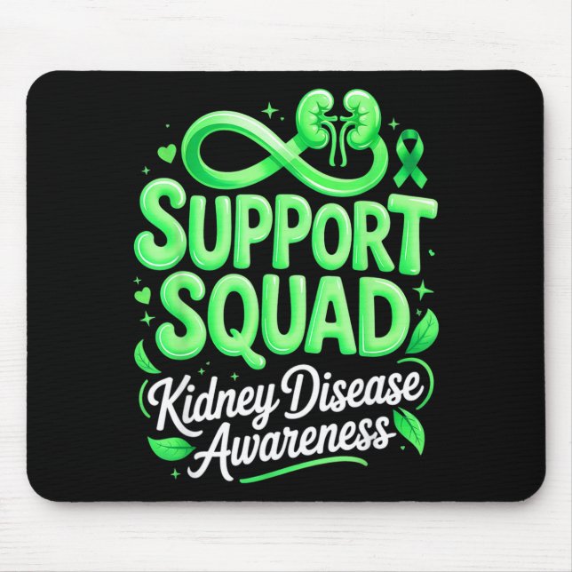 Mousepad Esquadra de apoio à fita verde conscientização sob (Frente)