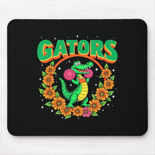 Mousepad Esquadrão de Espírito Cheerleading Gator Floral Re (Frente)