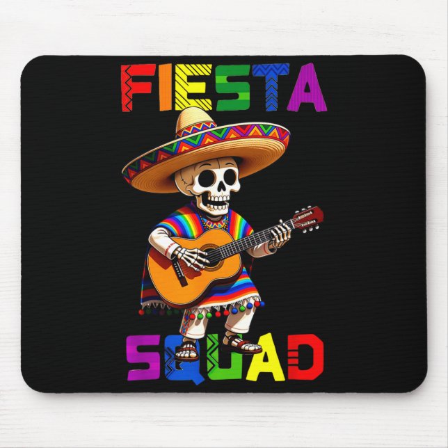 Mousepad Esquadrão de festa design cinco de maio esqueleto  (Frente)