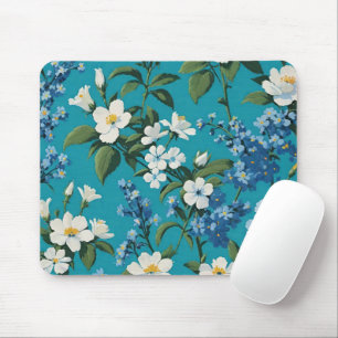 Mousepad Esquece-me de "nots" e "Little White Flowers Teal"
