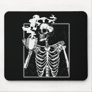 Mousepad Esqueleto Amante de Café Engraçado Sku do Hallowee