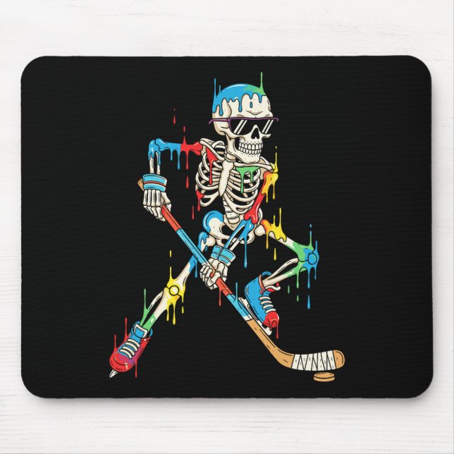 Mousepad Esqueleto Colorido de Hóquei no Gelo Sorvete Drip  (Frente)