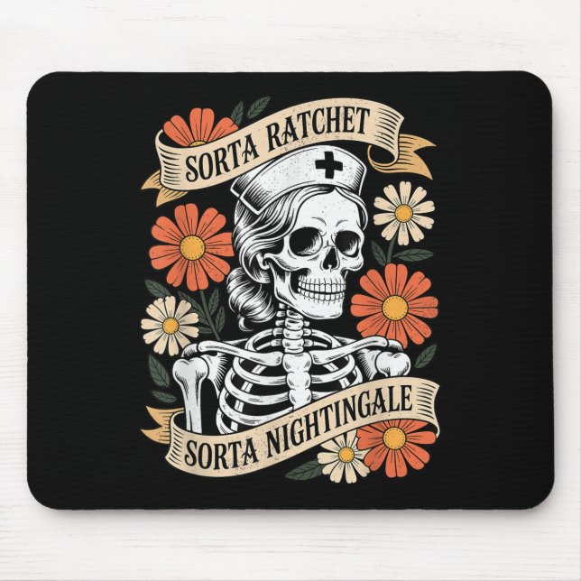 Mousepad Esqueleto da Enfermeira Mais ou Menos Rígida Mais  (Frente)