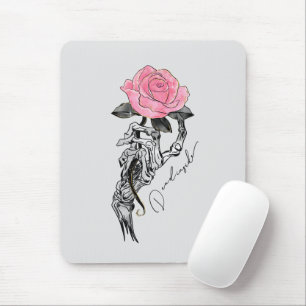 Mousepad Esqueleto Da Mão Do gótico Com Rosa Rosa Rosa DE