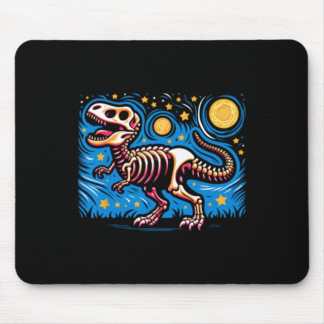 Mousepad Esqueleto da Noite Estrelada Dinossauro T Rex Meni (Frente)