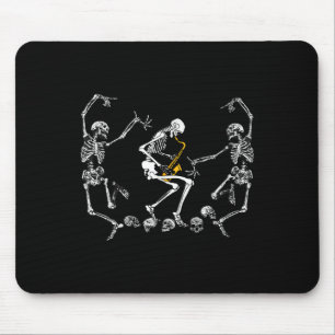 Mousepad Esqueleto Dançando Jogando Halloween Saxofone