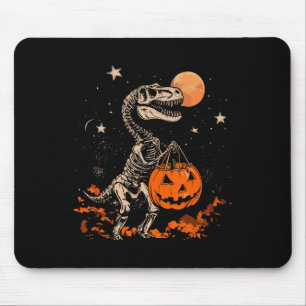 Mousepad Esqueleto de Dinossauro Assustador Abóbora Lua Dia