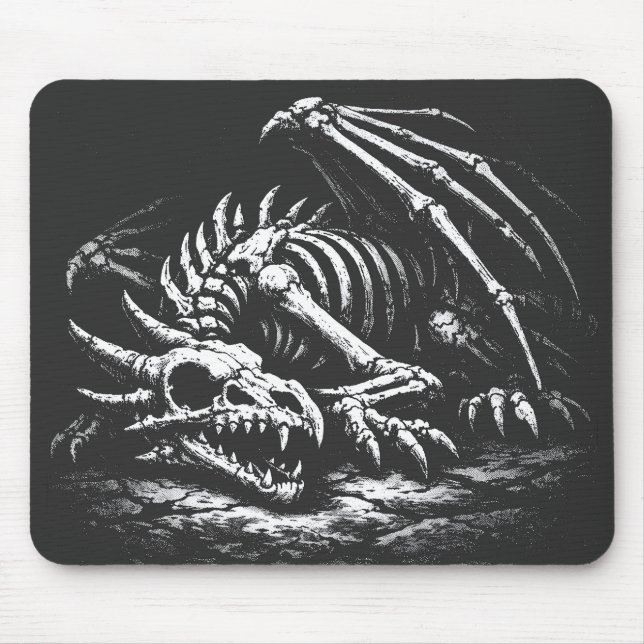 Mousepad Esqueleto de Dragão — por BurnsInHell (Frente)