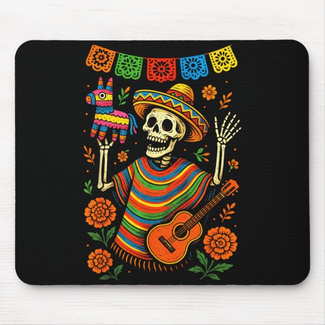 Mousepad Esqueleto de festa - arte de festa cinco de maio E (Frente)