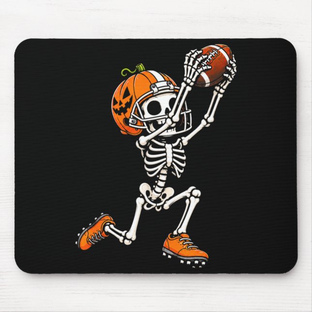 Mousepad Esqueleto de futebol abóbora de halloween  (Frente)