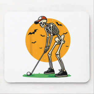 Mousepad Esqueleto de Golfe de Halloween Golfista Engraçado