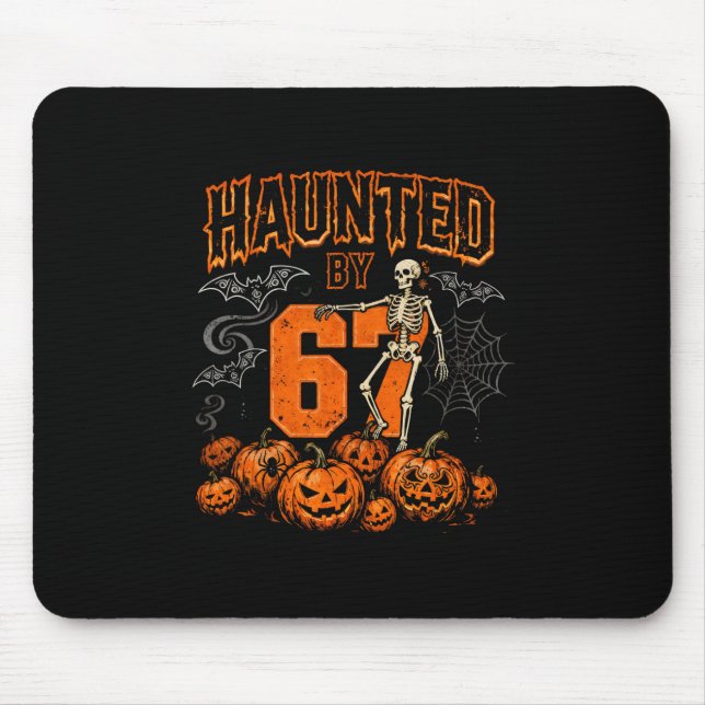 Mousepad Esqueleto de Halloween Assombrado Seis Sete Número (Frente)