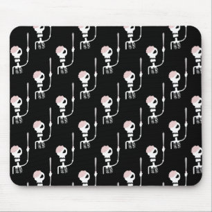Mousepad esqueleto de Halloween com uma espada