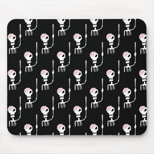 Mousepad esqueleto de Halloween com uma espada (Frente)