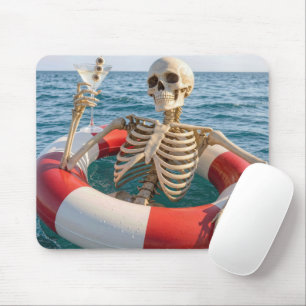 Mousepad Esqueleto de Halloween Flutuando em um Colete Salv