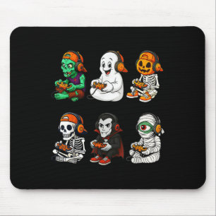Mousepad Esqueleto de Halloween, jogador de videogame zombi