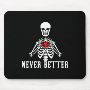 Mousepad Esqueleto de Halloween Nunca Melhor Mãos Coração E
