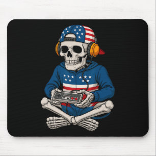 Mousepad Esqueleto de Halloween Patriótico Gamer Funny Skel