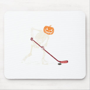 Mousepad Esqueleto de hóquei no Halloween jogador apanhador