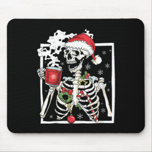 Mousepad Esqueleto de Natal Com Crânio Sorridente Bebendo C