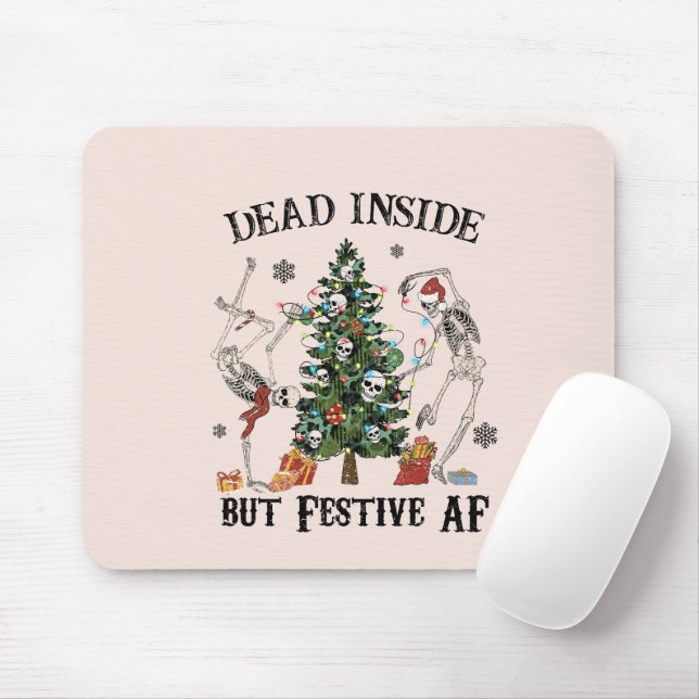Mousepad Esqueleto De Natal Engraçado - Dentro Morto Mas Fe (Com mouse)