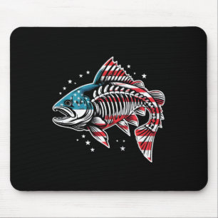 Mousepad Esqueleto de Salmão Tie Dye Americano 4 de Julho P