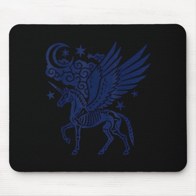 Mousepad esqueleto de unicórnio halloween gótico assustador (Frente)