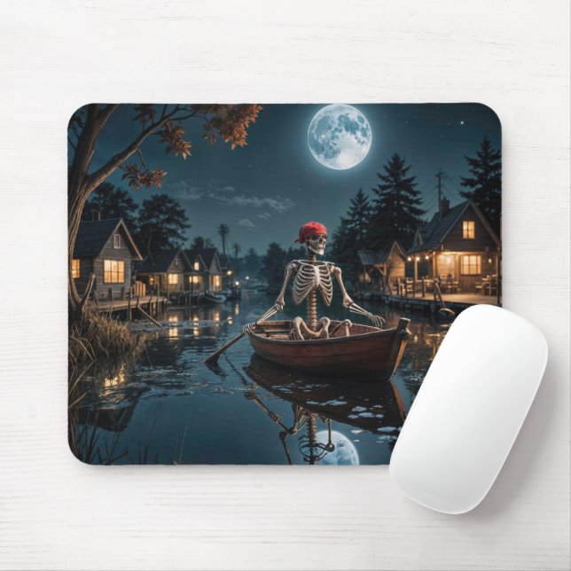 Mousepad Esqueleto em um barco a remo (Com mouse)
