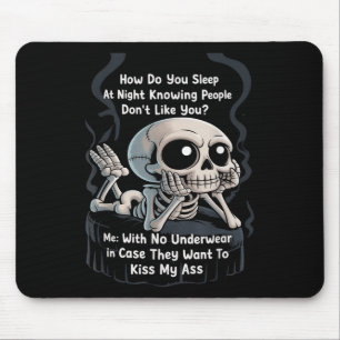 Mousepad Esqueleto Engraçado Como Dorme Com A Roupa Noturna