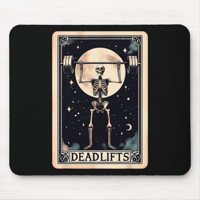 Mousepad Esqueleto engraçado de levantamento de peso no gin (Frente)
