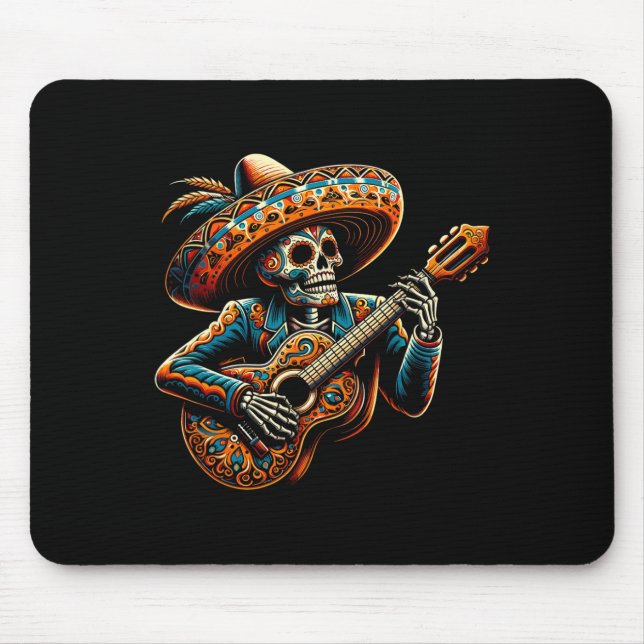 Mousepad Esqueleto engraçado do Cinco De Mayo Caveira Fiest (Frente)