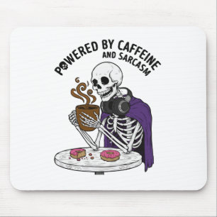 Mousepad Esqueleto Engraçado Movido a Cafeína e Sarcasmo
