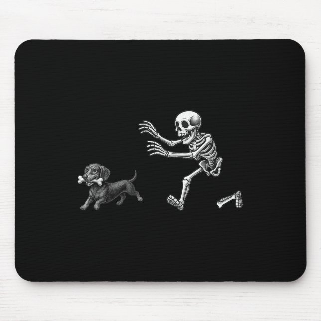 Mousepad Esqueleto Engraçado Perseguindo Cão-de-Açúcar (Frente)