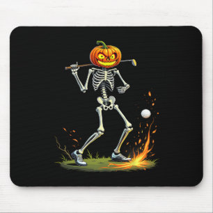 Mousepad Esqueleto Golfe Funny Halloween Abóbora Golfe Golf