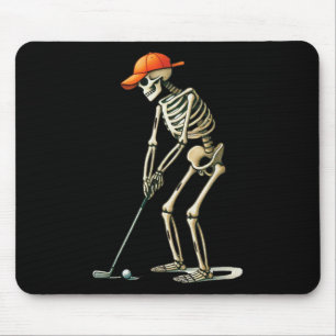 Mousepad Esqueleto Golfe Halloween Golfista Jogador de Golf