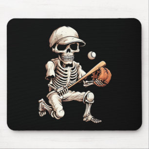 Mousepad Esqueleto Jogando Baseball Halloween Skull Lover