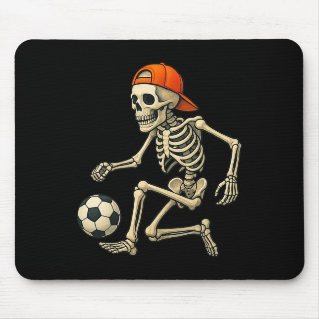 Mousepad Esqueleto Jogando Futebol Gráfico de Halloween (Frente)
