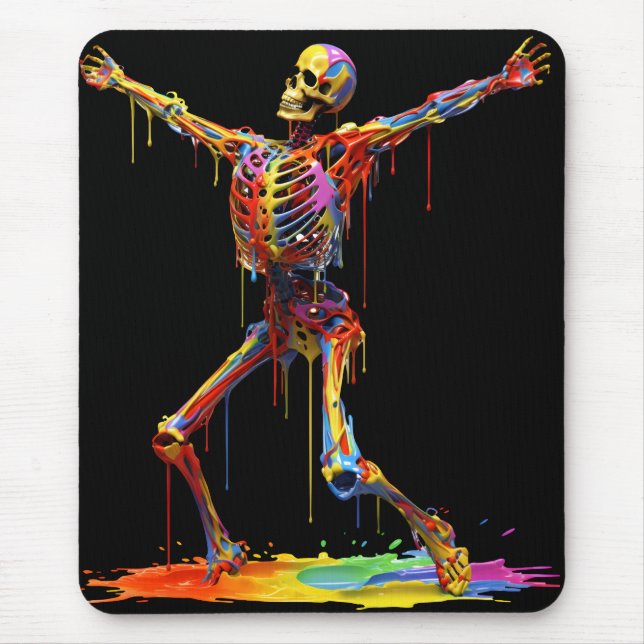 Mousepad Esqueleto Joyful: Dança de Cores (Frente)