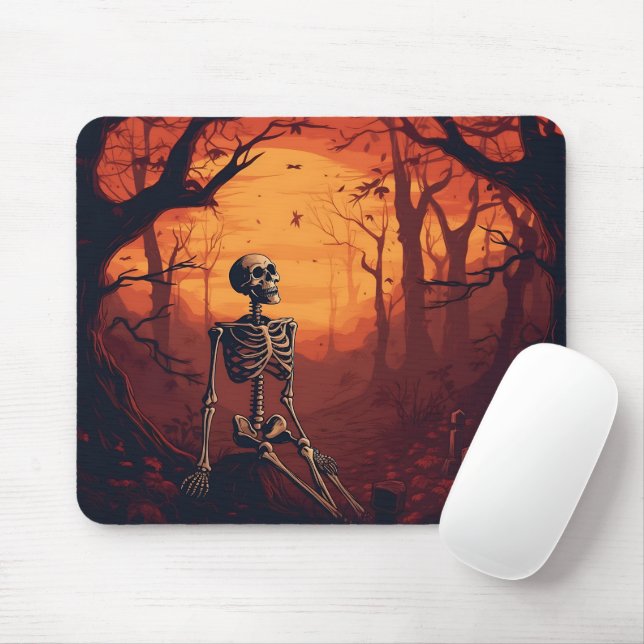 Mousepad Esqueleto Na Árvore De Halloween Da Floresta Spook (Com mouse)