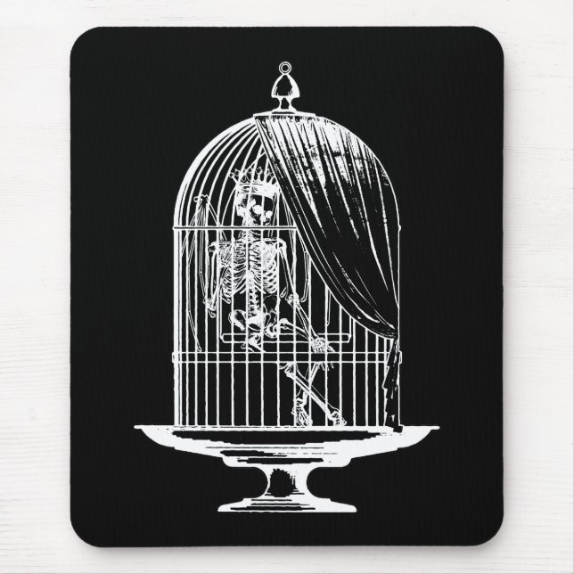 Mousepad Esqueleto numa Birdcage (Frente)
