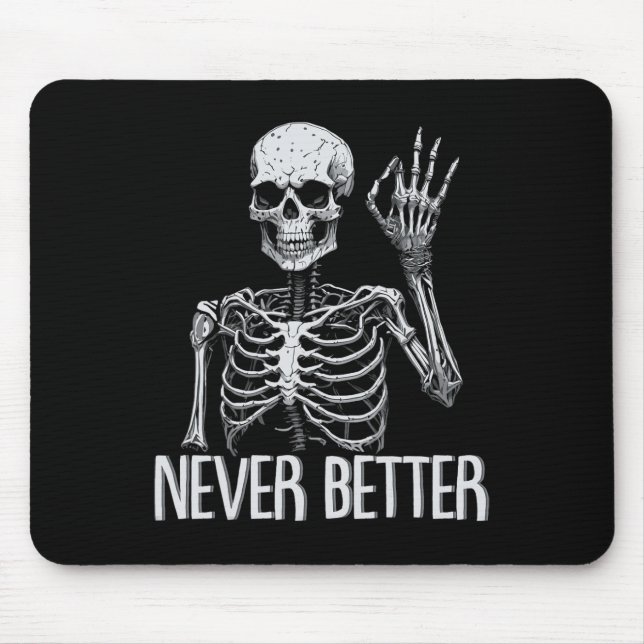 Mousepad Esqueleto Nunca Melhor Fantasia de Crânio de Hallo (Frente)